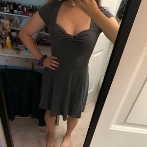 Grey Bow-Front Skater Dress